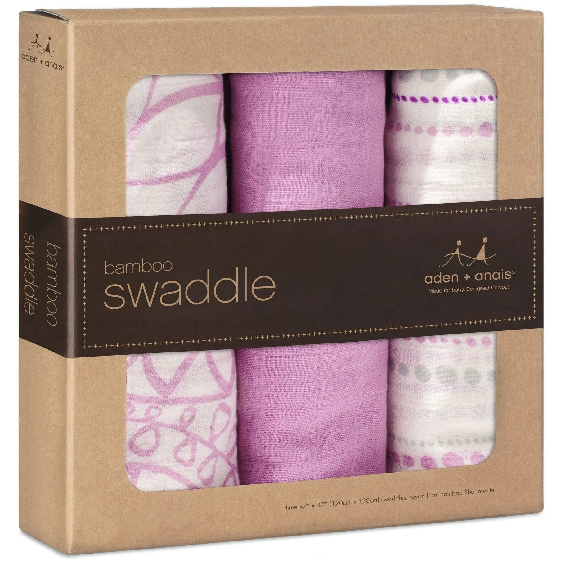 Aden and Anais - Bamboo swaddle (tranquility pink 3 Pack)