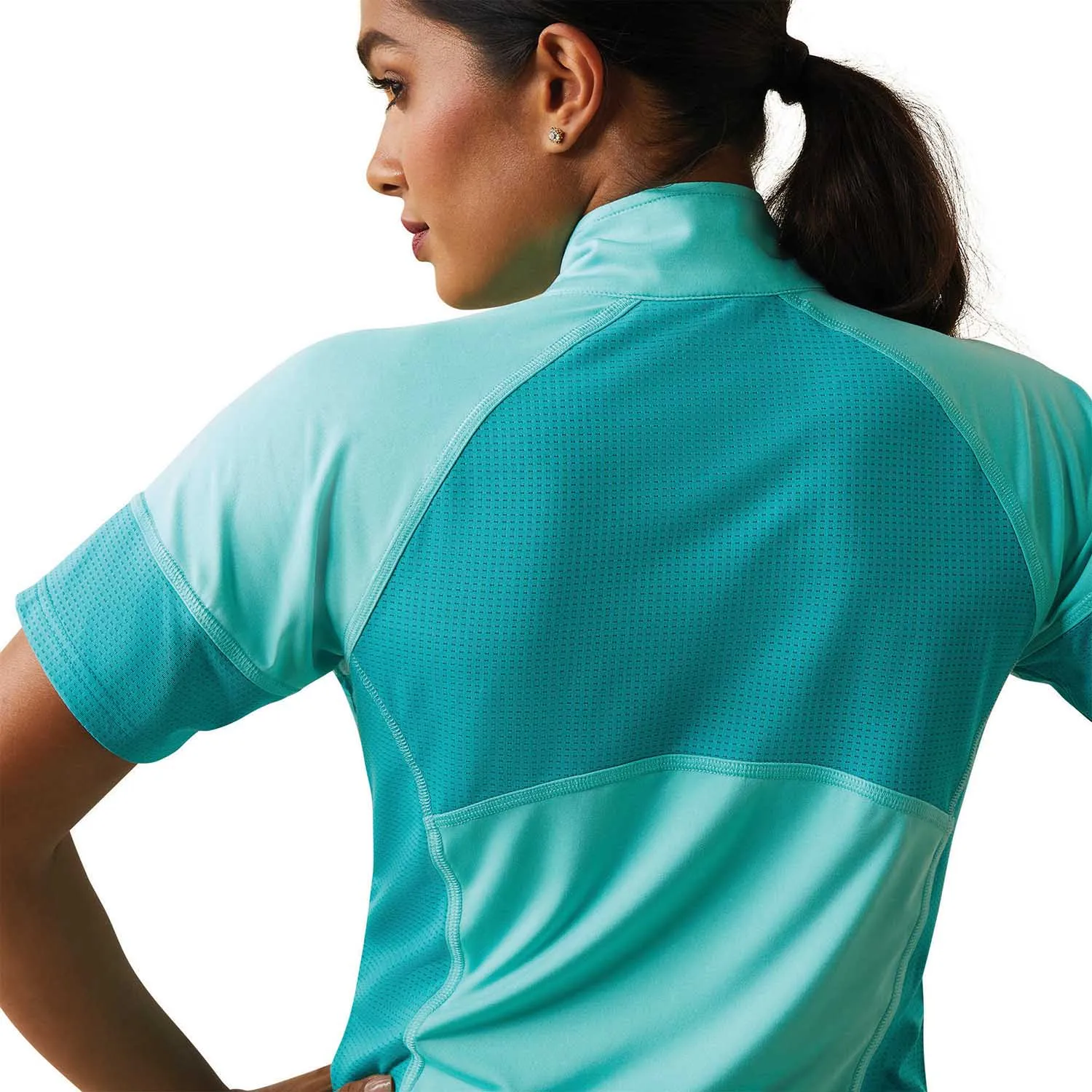 Ariat Women's Cambria Jersey 1/4 Zip Baselayer, Pool Blue