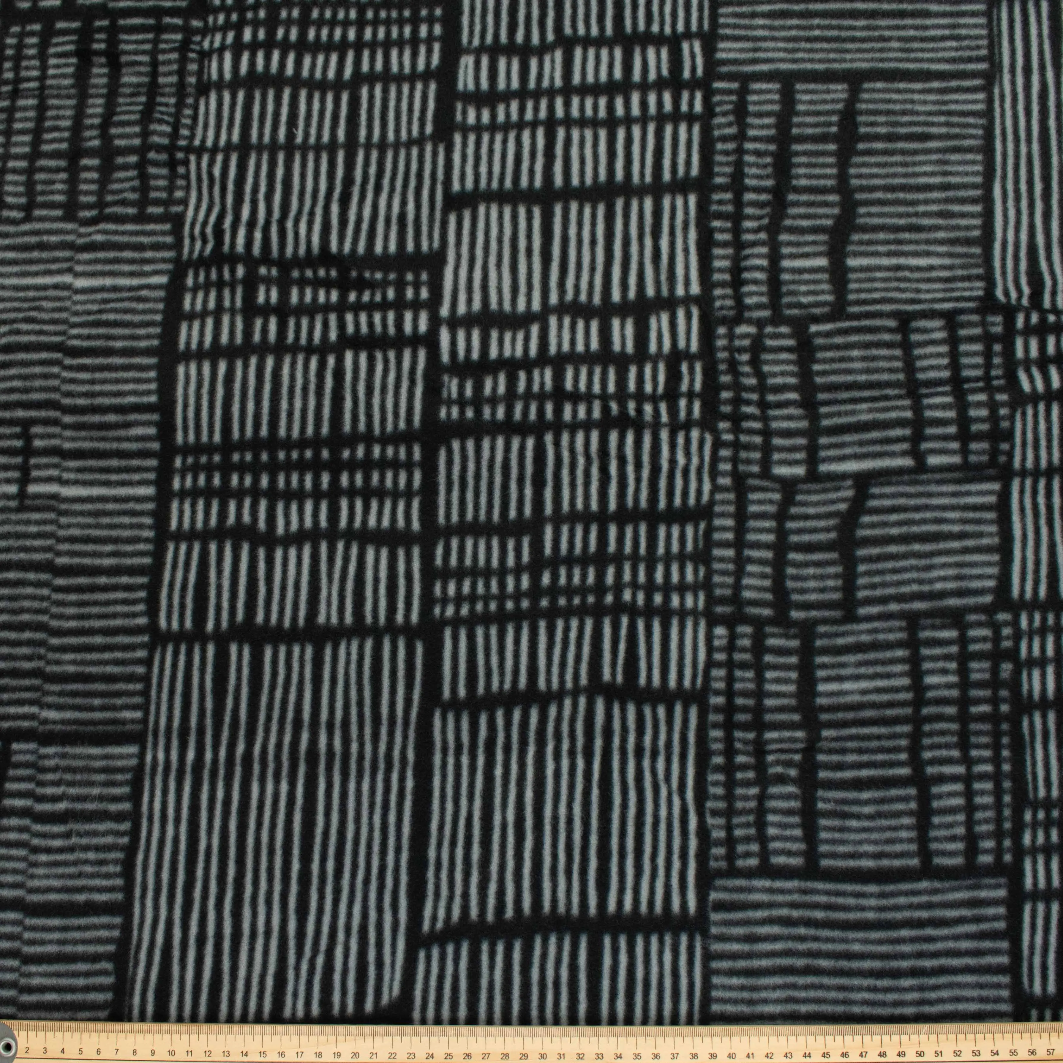Black Stripe Checks Printed Polar Fleece Design-A51