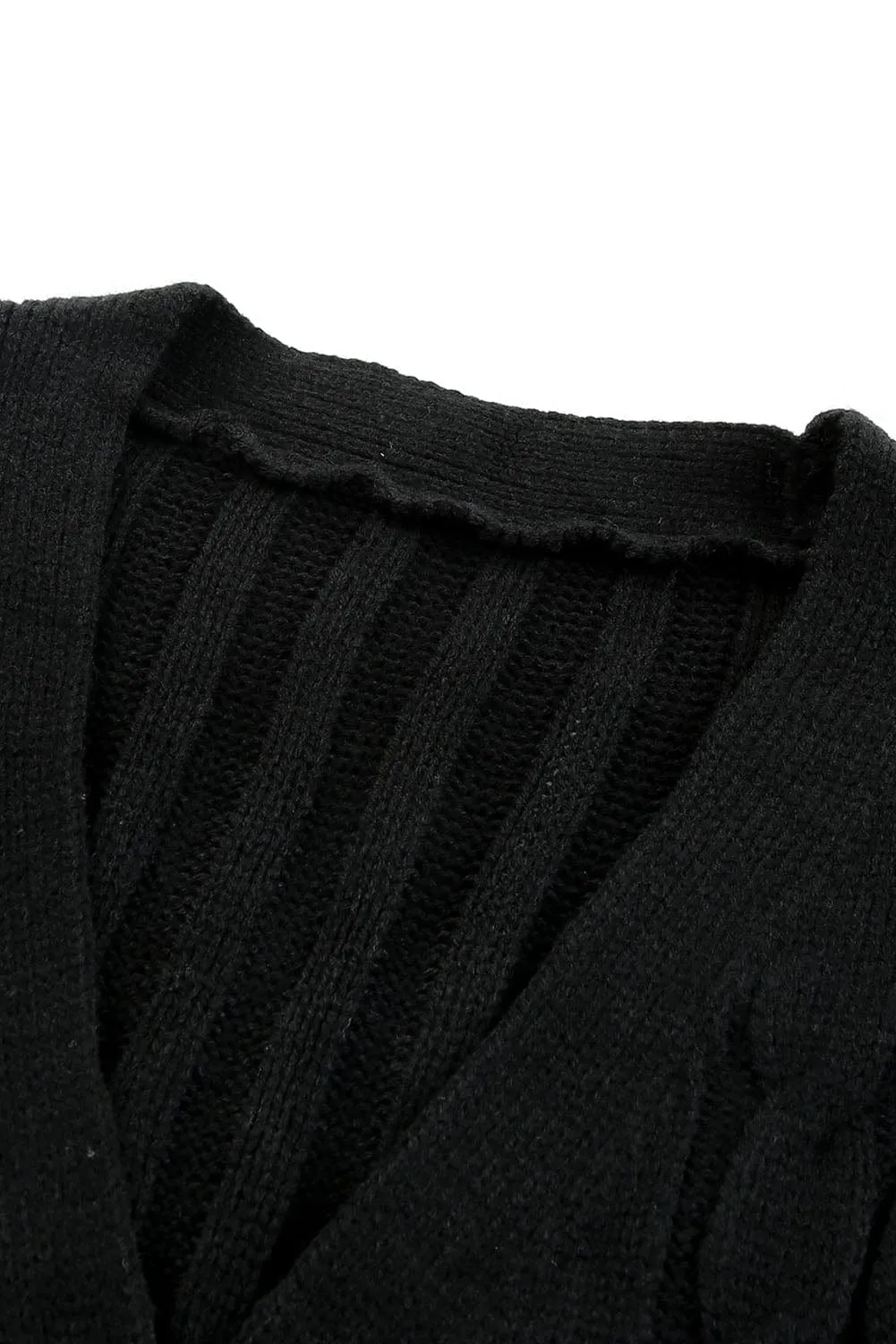 Block Color Cable Knit Cardigan