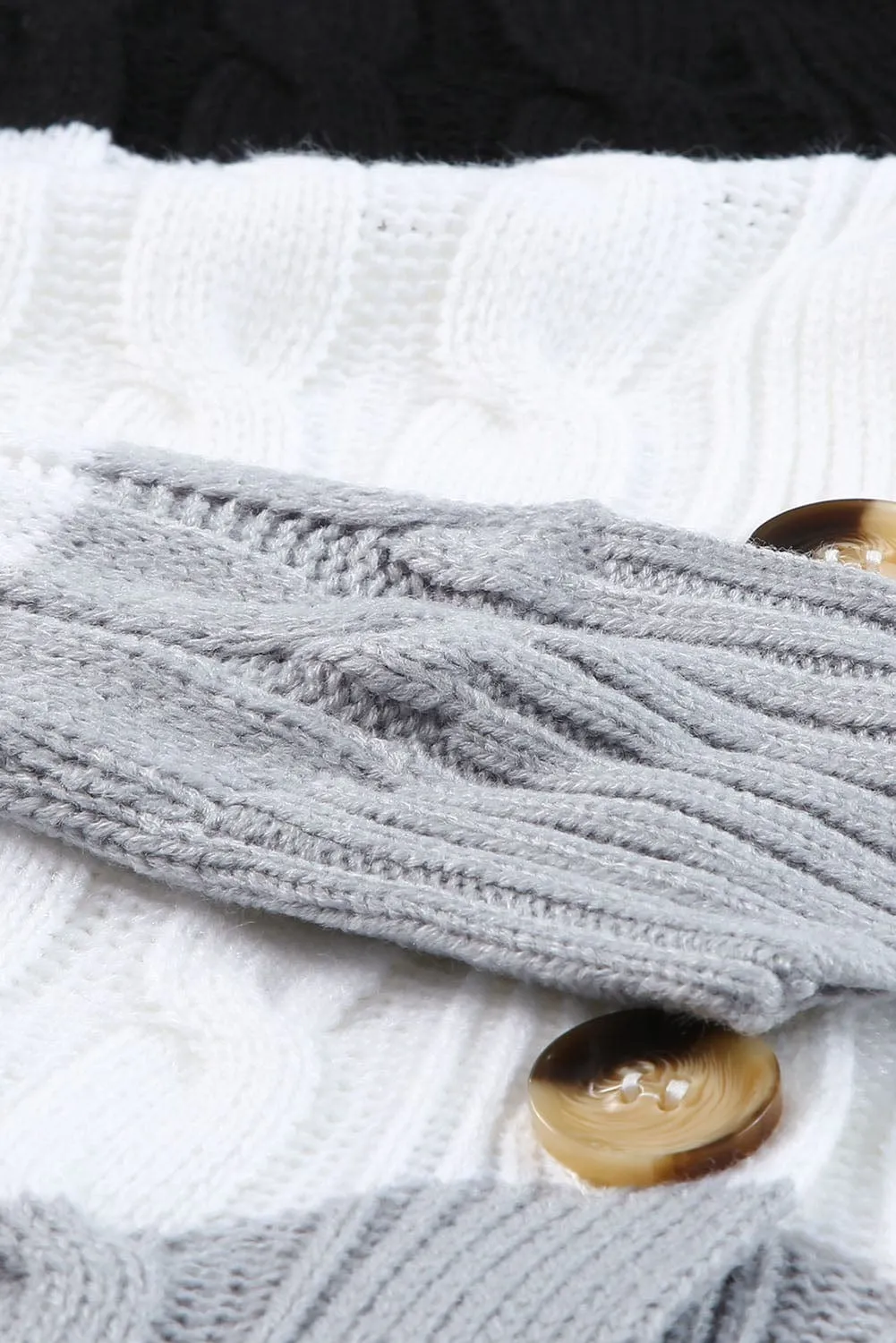 Block Color Cable Knit Cardigan