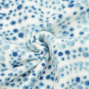 Blue Dot Circles on White Printed Polar Fleece Design 66