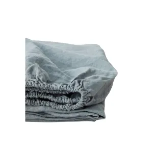 Blue Fog Linen Fitted Sheet