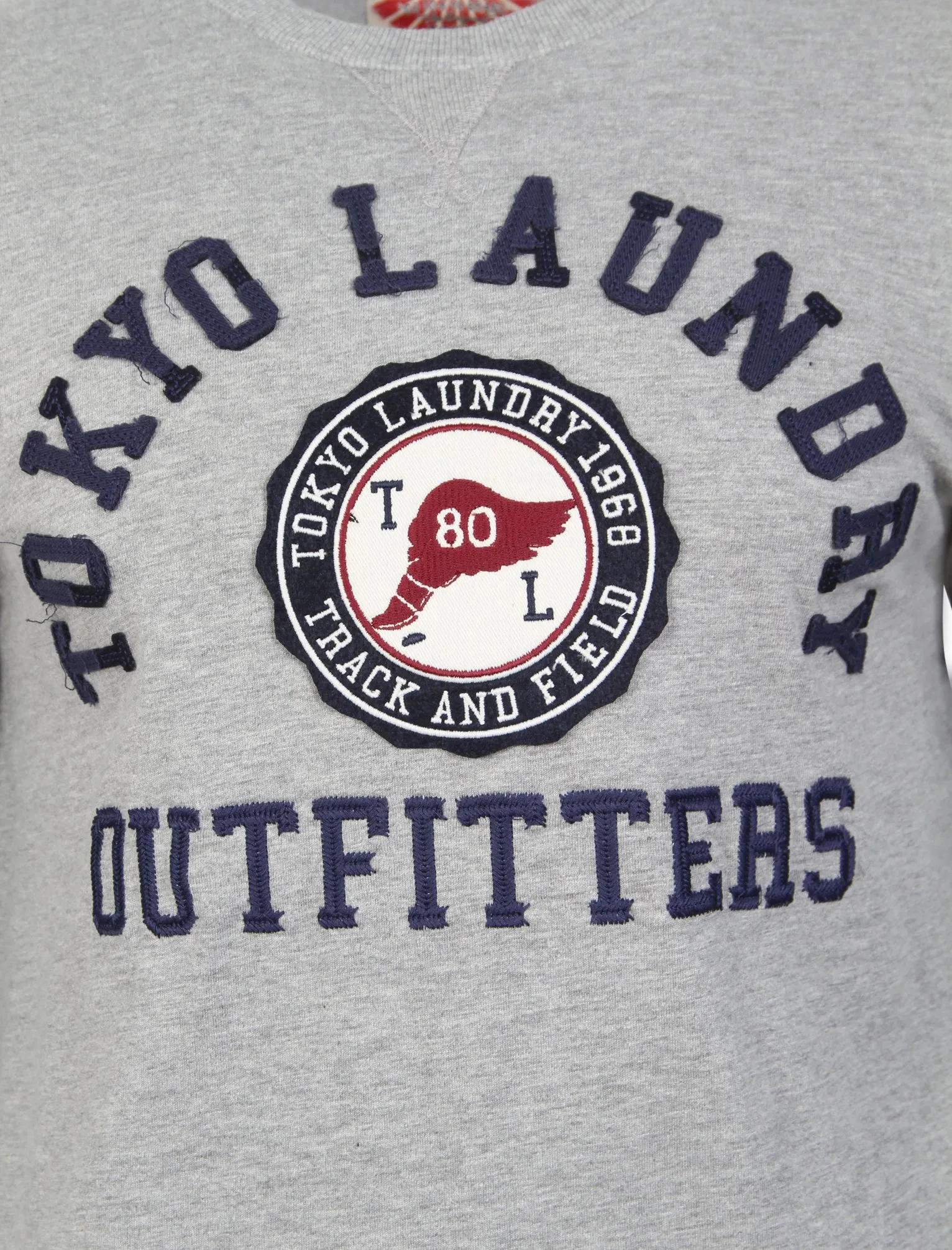 Brisk Applique Long Sleeve Top in Light Grey Marl - Tokyo Laundry