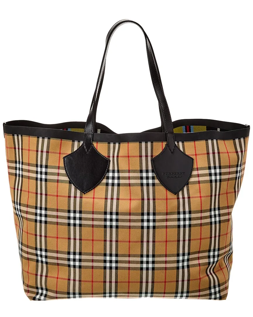 Burberry Giant Reversible Vintage Check & Leather Tote ( )