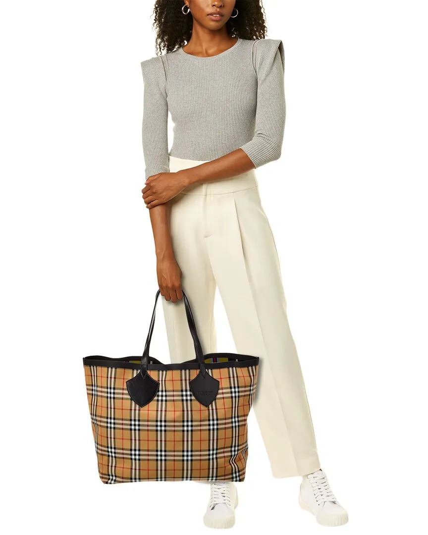 Burberry Giant Reversible Vintage Check & Leather Tote ( )