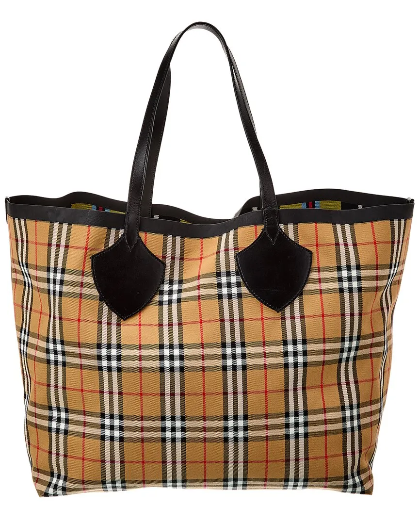 Burberry Giant Reversible Vintage Check & Leather Tote ( )