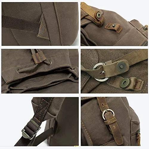 Canvas Backpack,Vintage Travel Camping Hiking Bag,Laptop School Bag Shoulder Daypacks,Unisex Casual