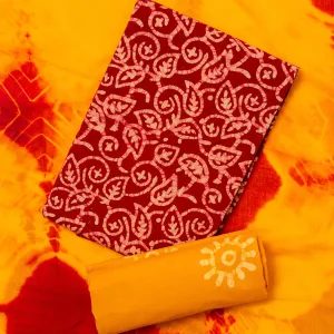 Cotton Batik Churidhar Material Set (Red)