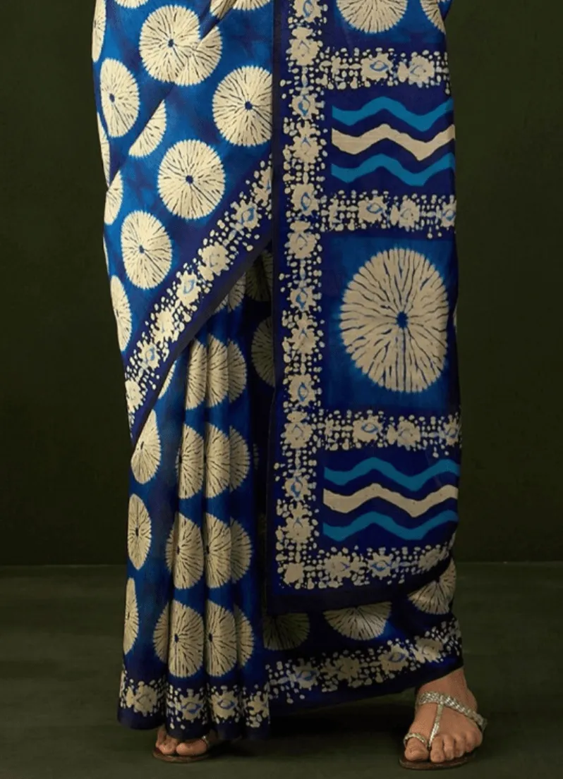 Designer Blue bhagalpuri silk saree