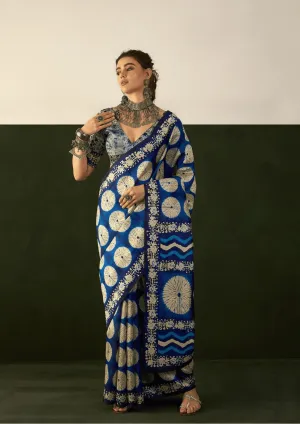 Designer Blue bhagalpuri silk saree