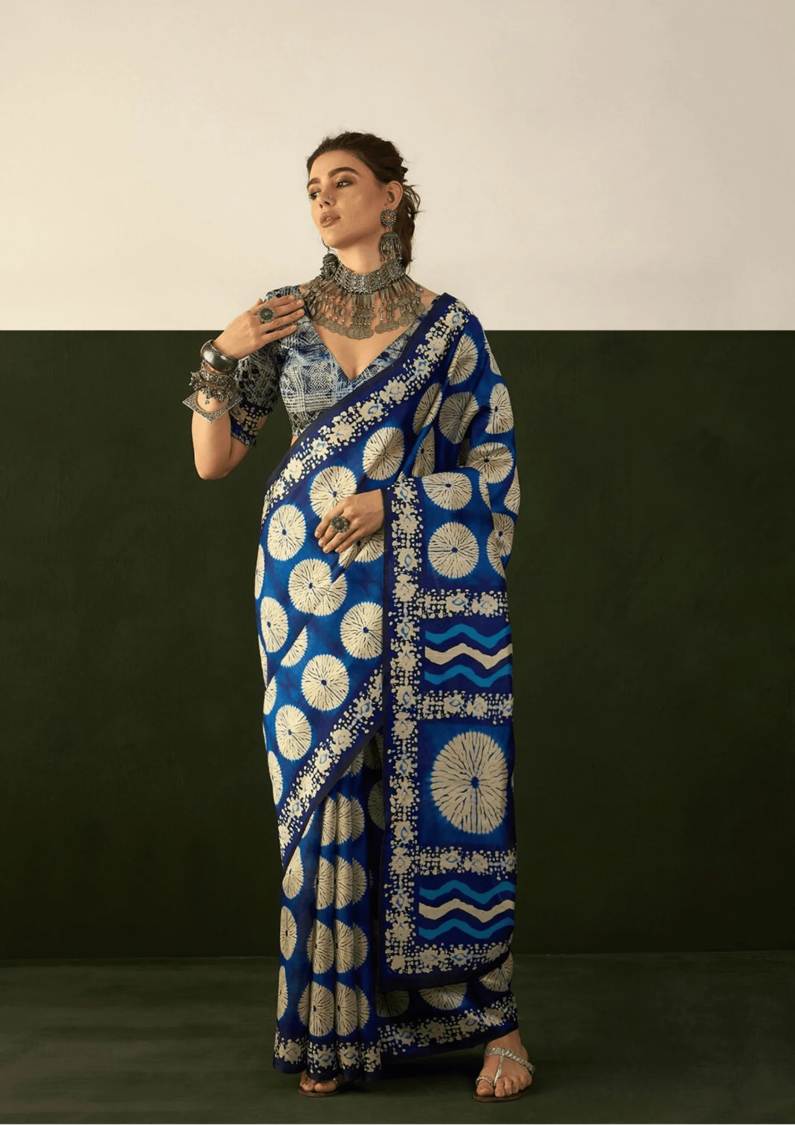 Designer Blue bhagalpuri silk saree