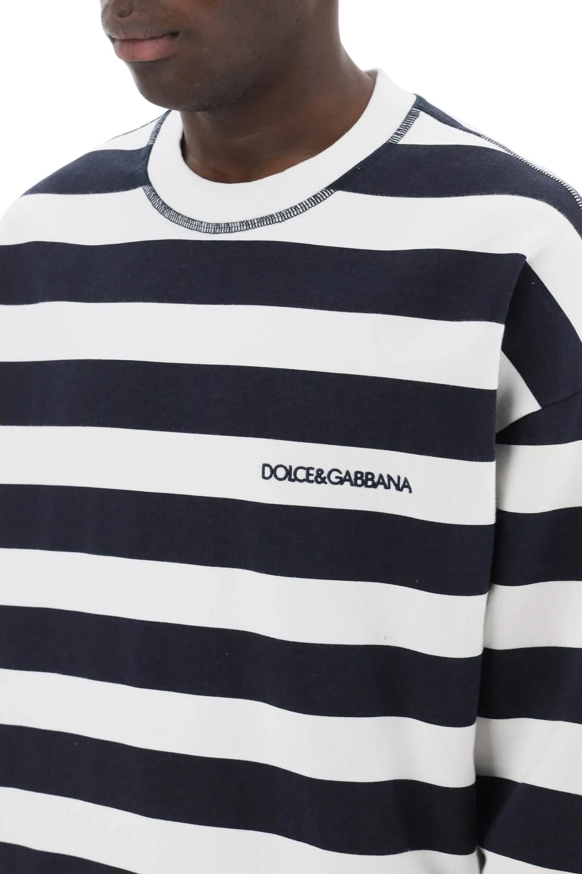 DOLCE & GABBANA striped sweatshirt with embroidered logo