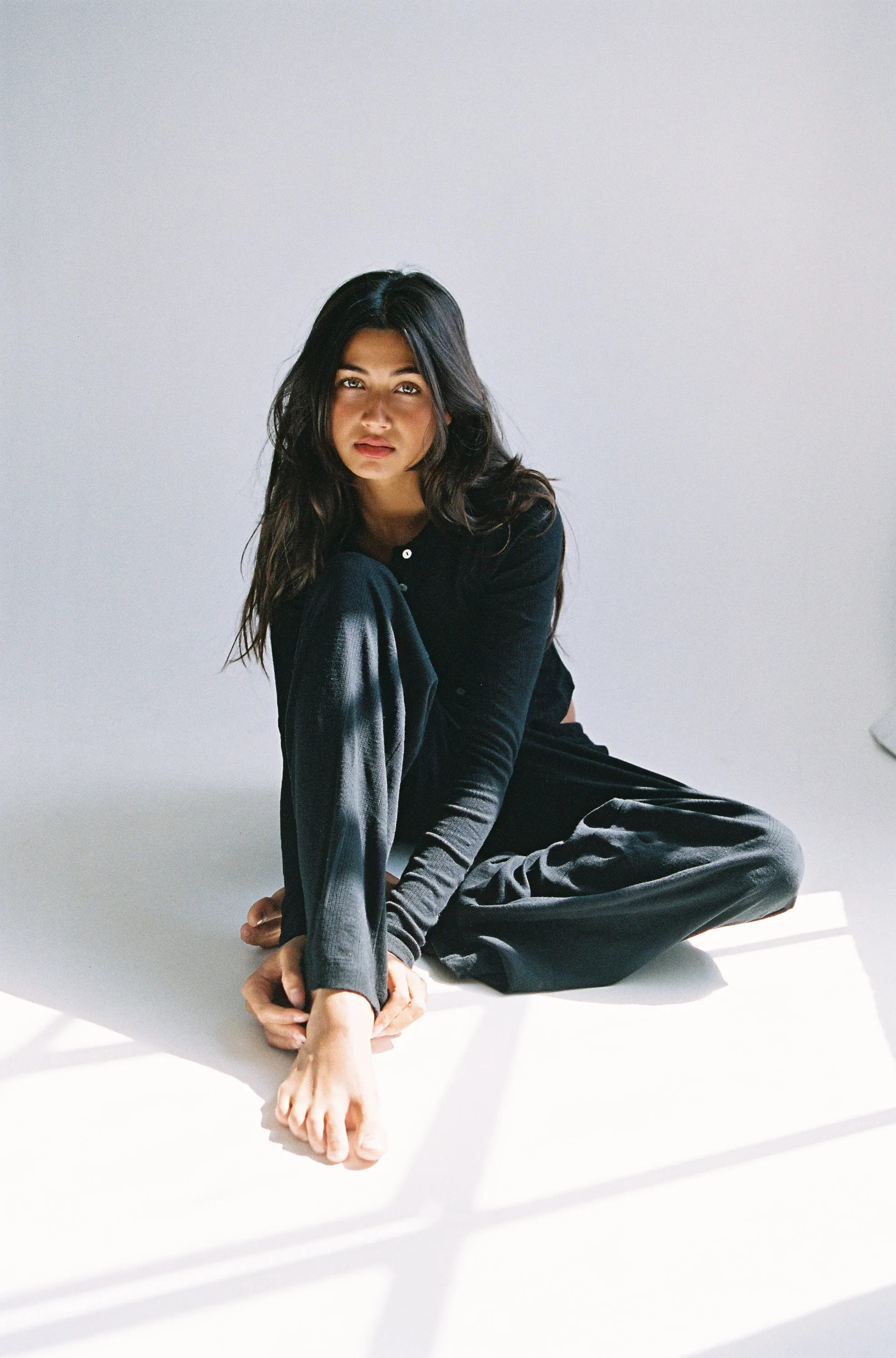 DRAWSTRING POINTELLE PANT IN ONYX