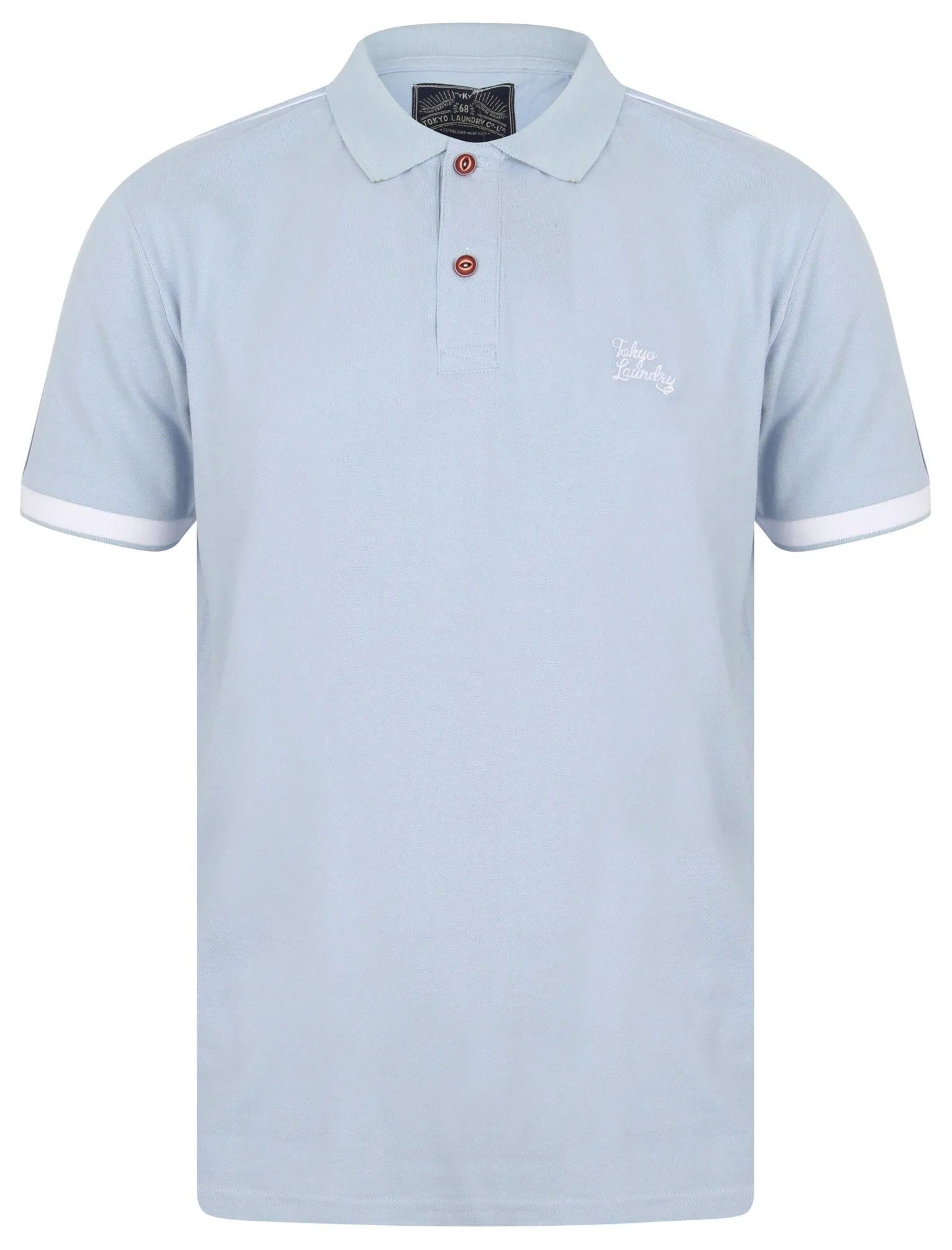 Finley Point Cotton Polo Shirt with Tape Detail In Kentucky Blue - Tokyo Laundry