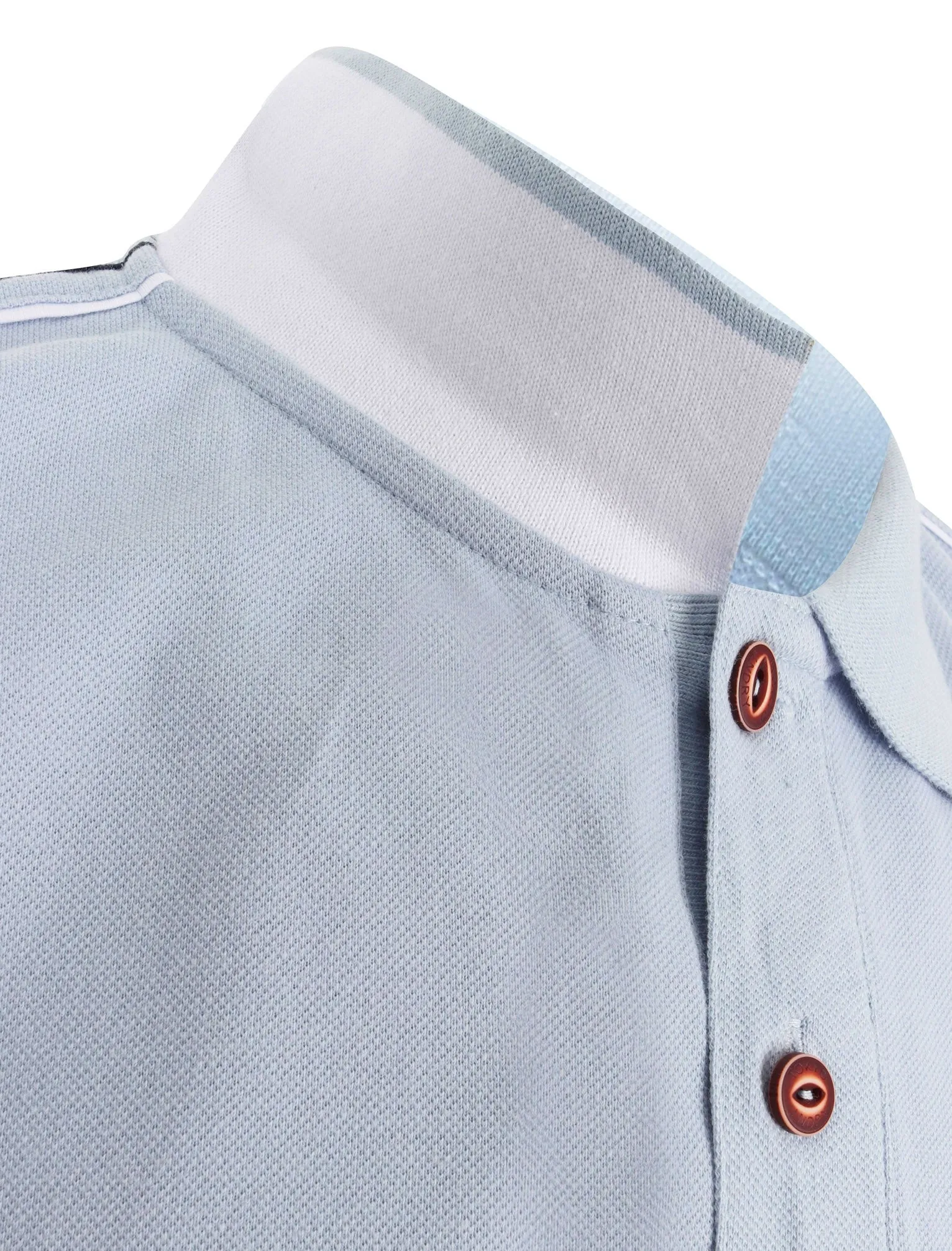 Finley Point Cotton Polo Shirt with Tape Detail In Kentucky Blue - Tokyo Laundry