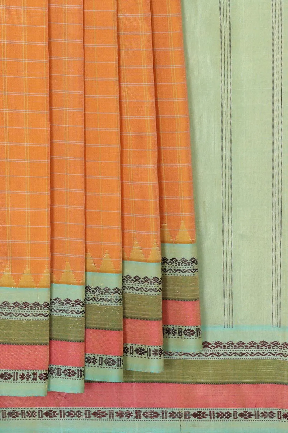 Gadwal Silk Dull Orange Saree