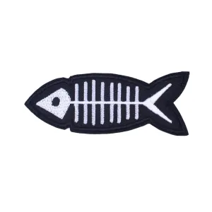 Gothic Patches Of Fish Skeleton For Clothing / Casual Rock Style Embroidered Badges
