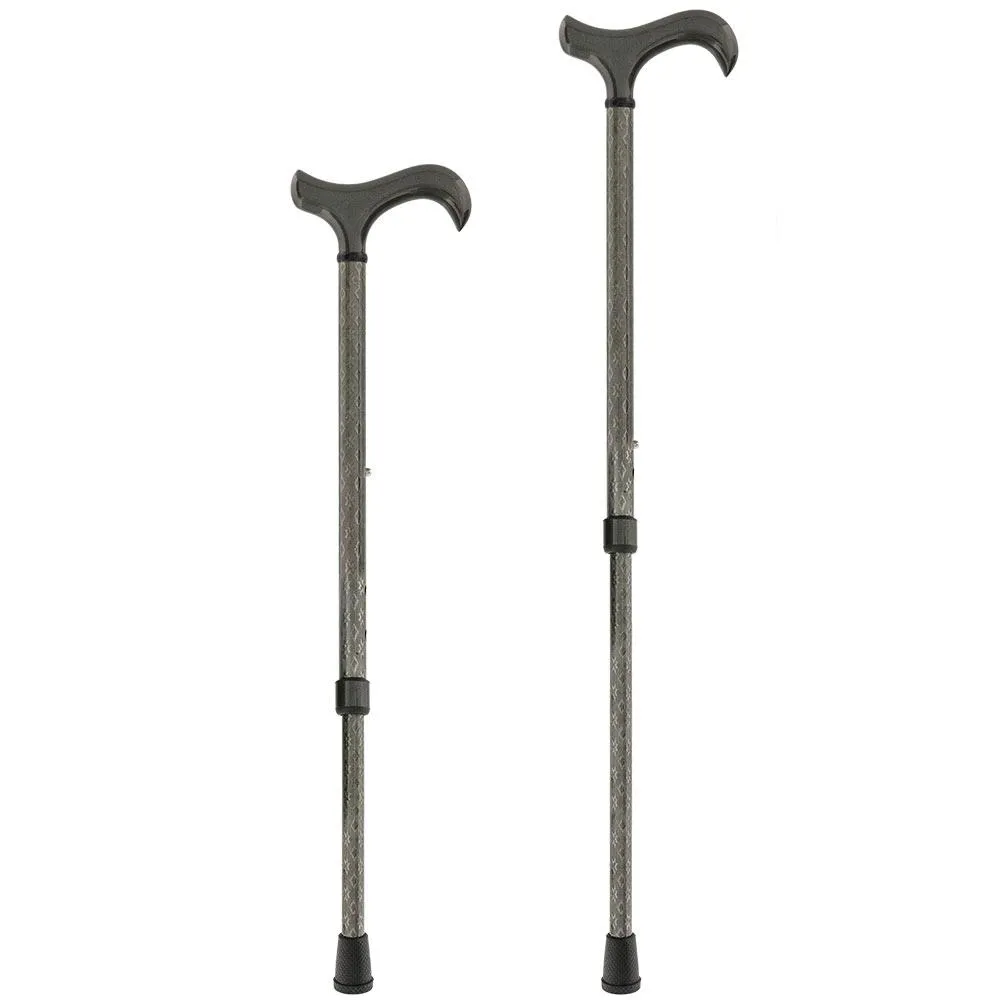 Gray 3D Diamond Pattern Adjustable Derby Carbon Fiber Walking Cane