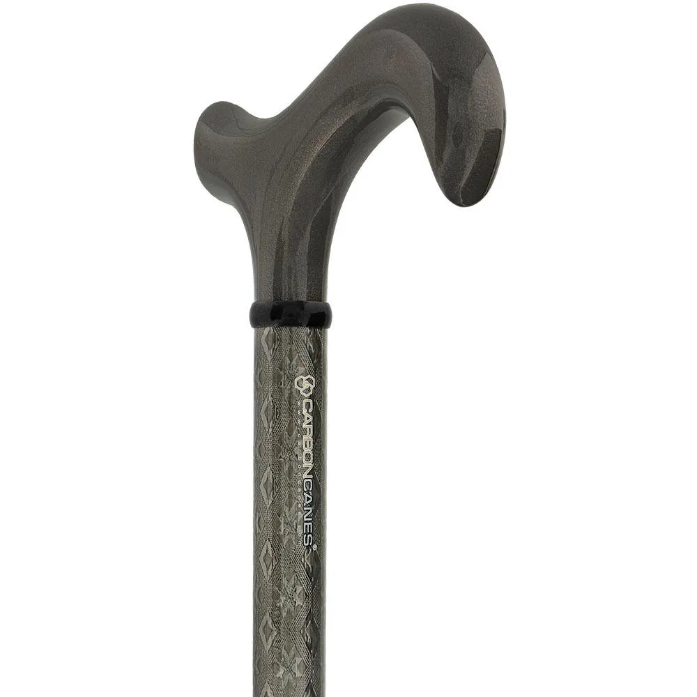 Gray 3D Diamond Pattern Adjustable Derby Carbon Fiber Walking Cane