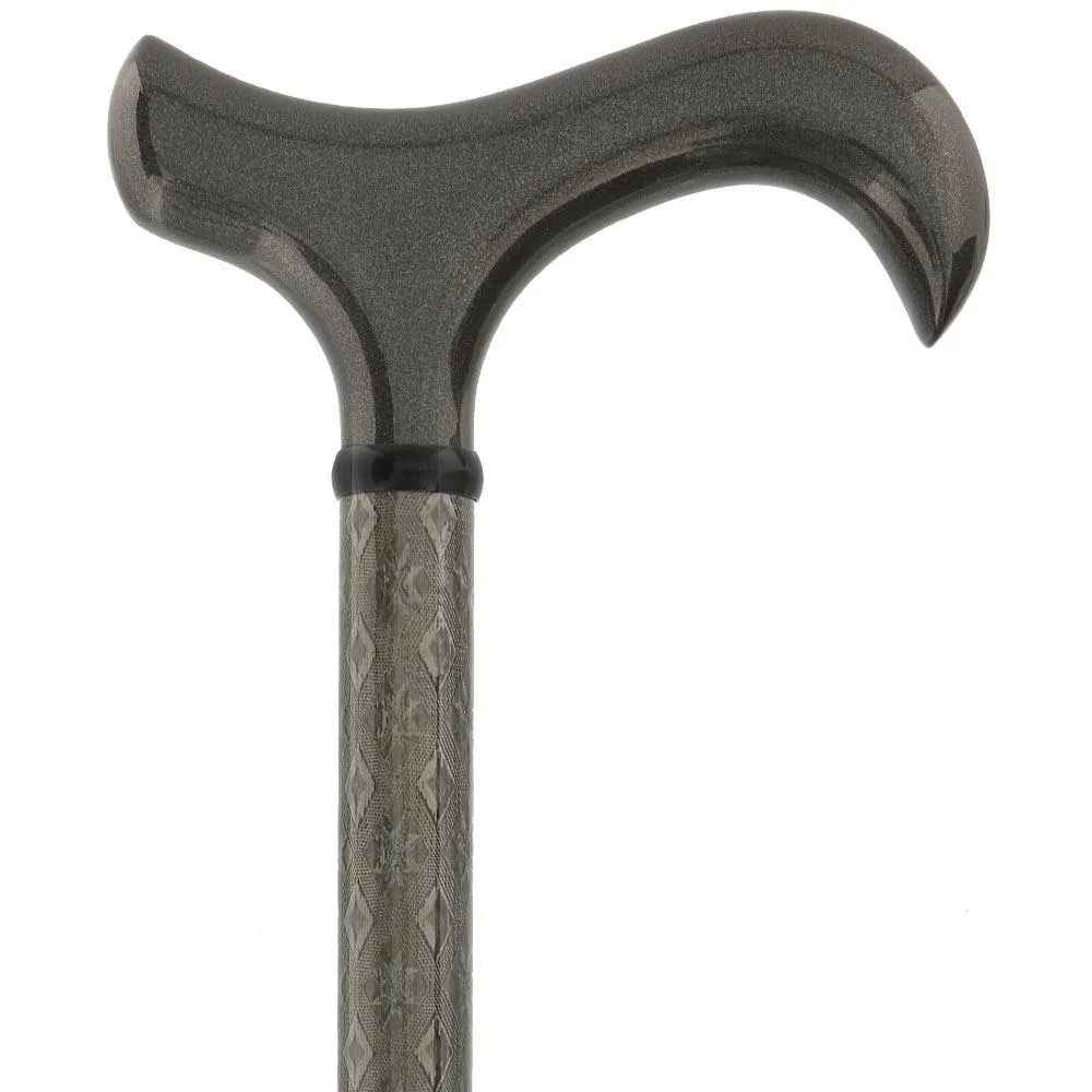 Gray 3D Diamond Pattern Adjustable Derby Carbon Fiber Walking Cane