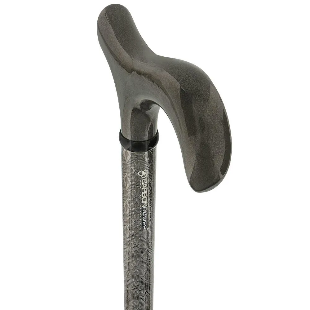Gray 3D Diamond Pattern Adjustable Derby Carbon Fiber Walking Cane