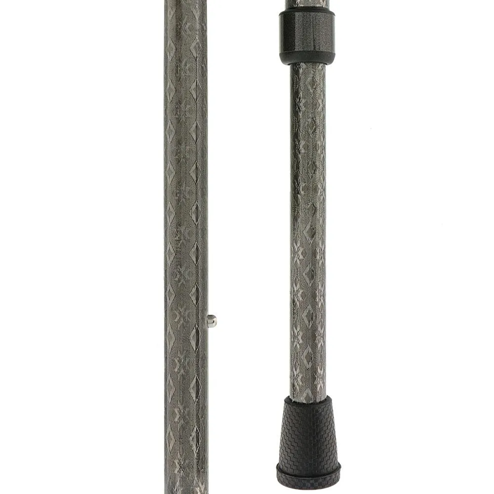 Gray 3D Diamond Pattern Adjustable Derby Carbon Fiber Walking Cane