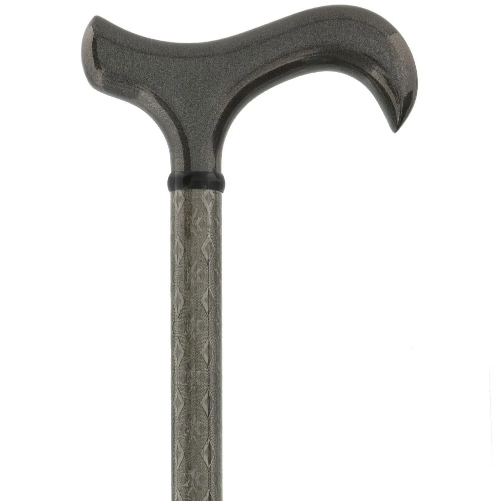 Gray 3D Diamond Pattern Adjustable Derby Carbon Fiber Walking Cane