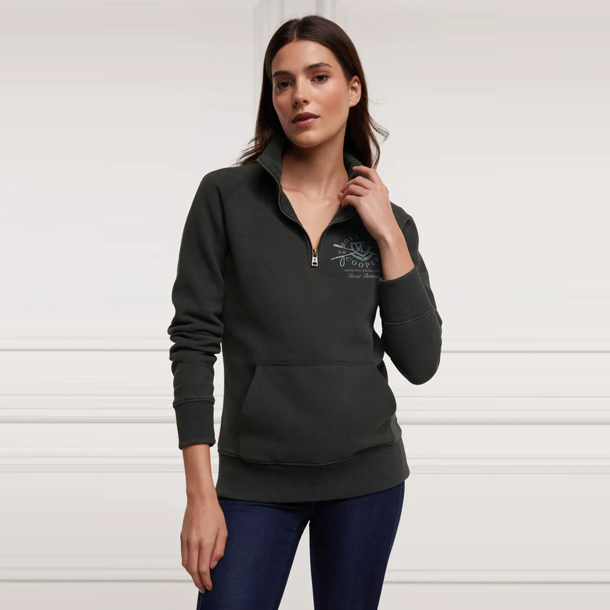 Holland Cooper Ladies Crest Zip Henley