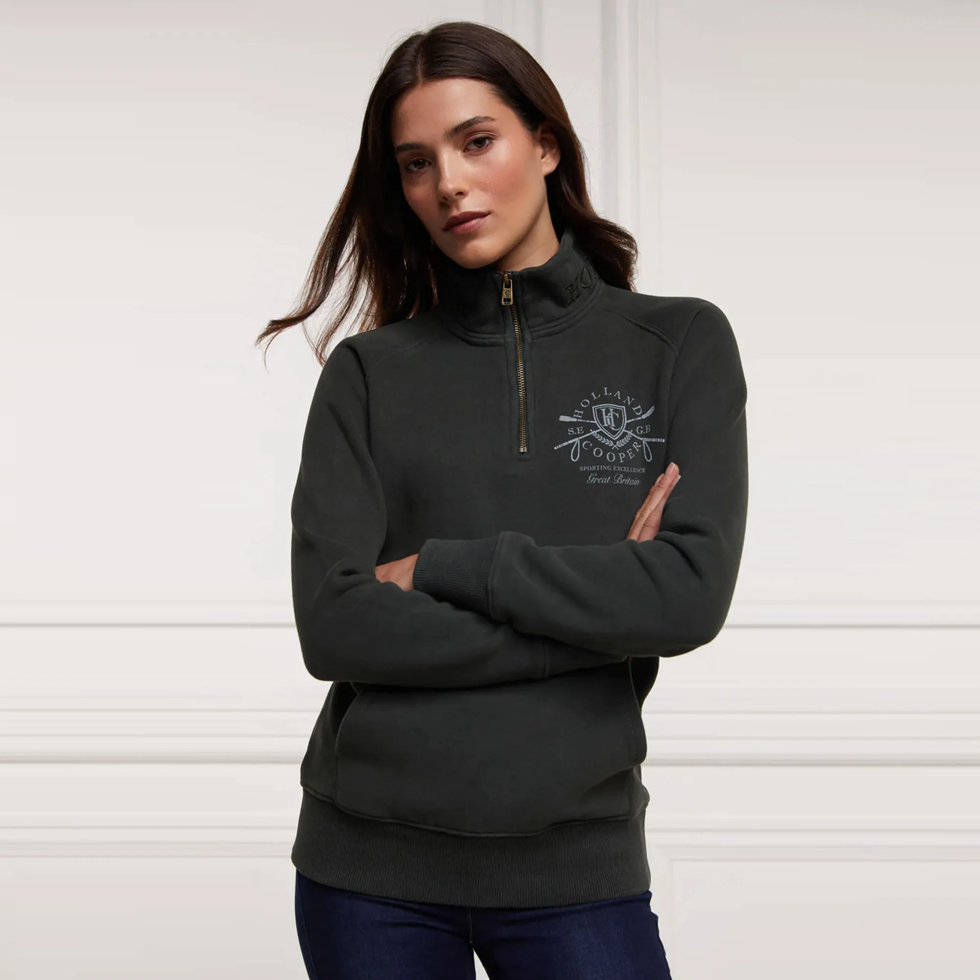 Holland Cooper Ladies Crest Zip Henley