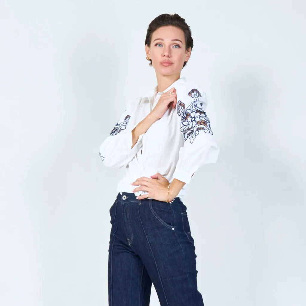 Intricate sleeve embroidered shirt wholesale