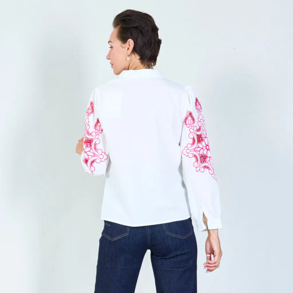 Intricate sleeve embroidered shirt wholesale