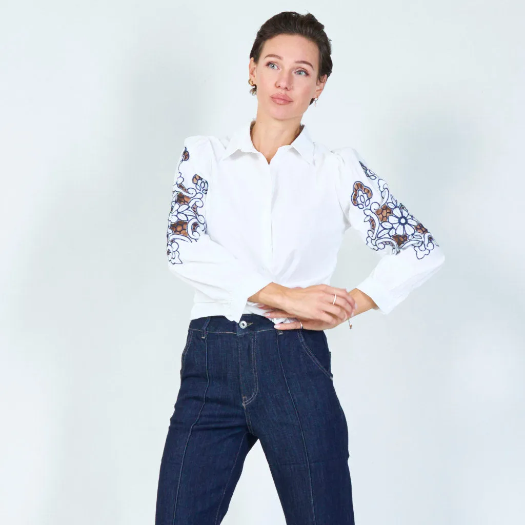 Intricate sleeve embroidered shirt wholesale