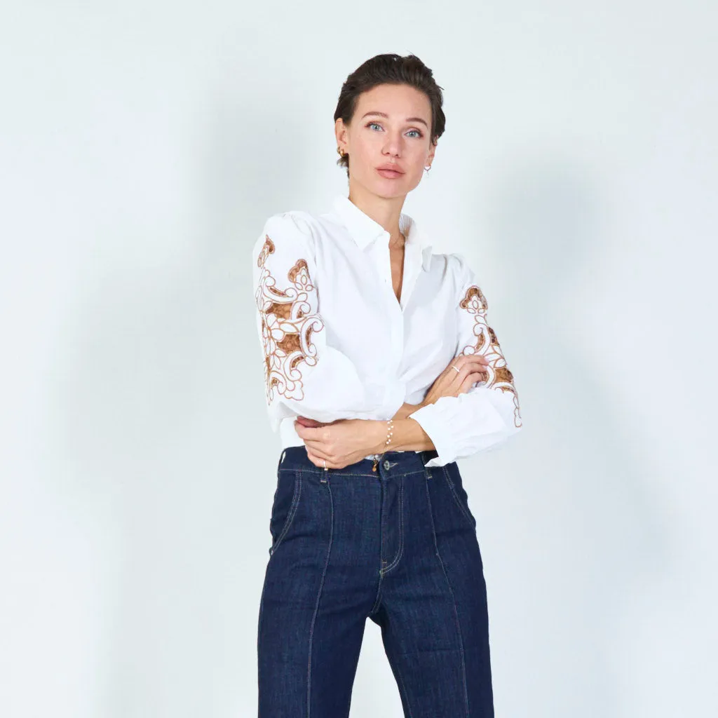 Intricate sleeve embroidered shirt wholesale