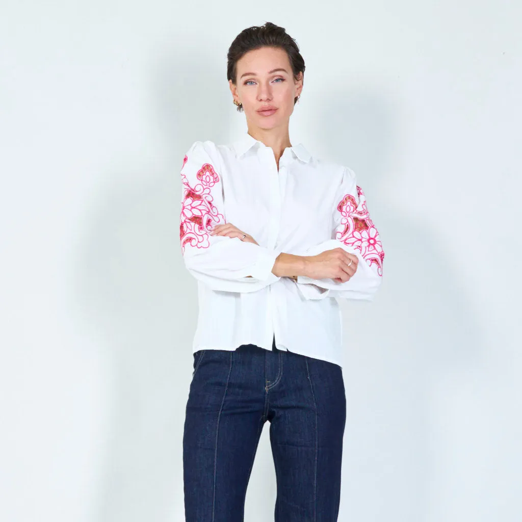Intricate sleeve embroidered shirt wholesale