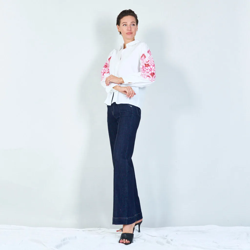 Intricate sleeve embroidered shirt wholesale