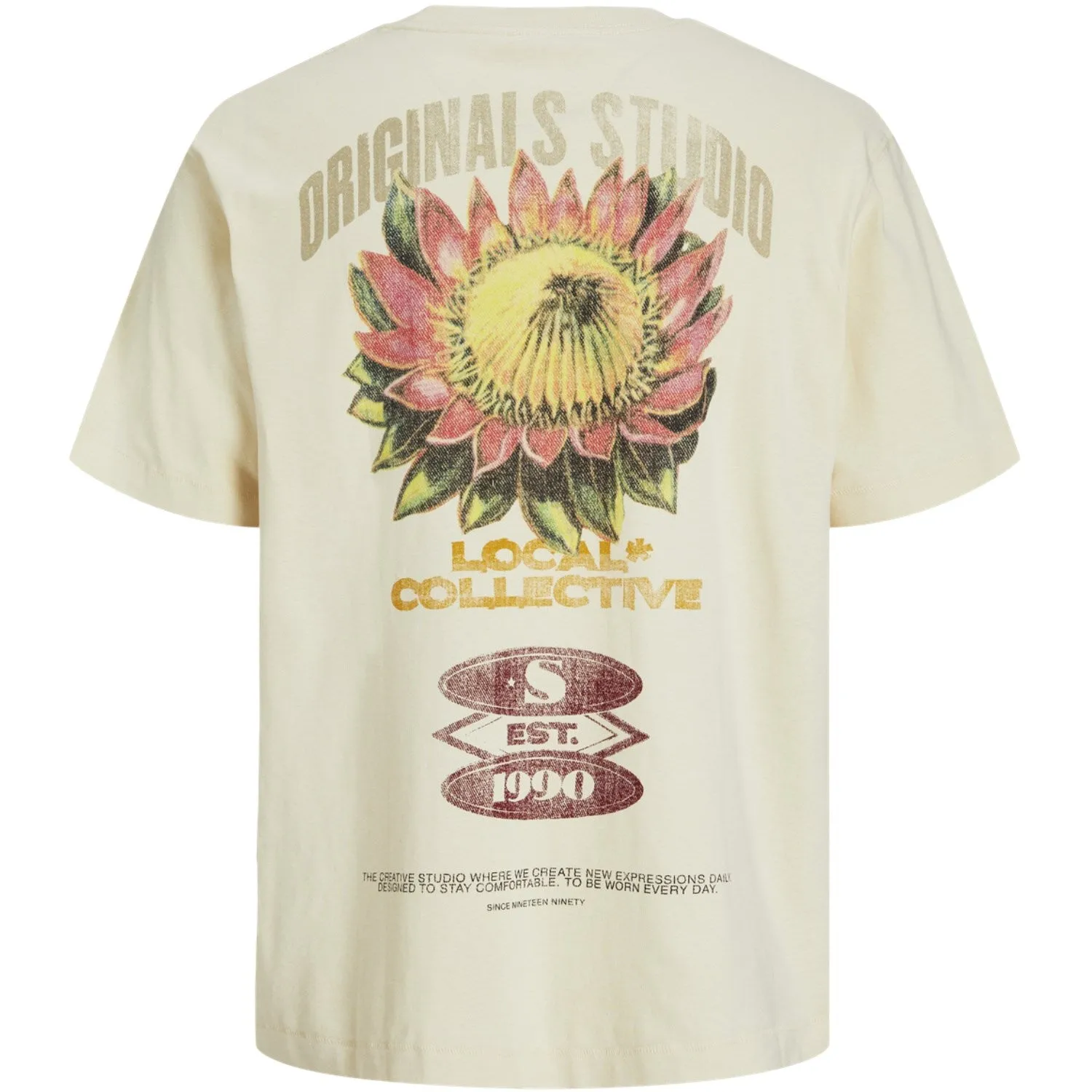 Jack & Jones Junior Antique White Retiro Back T-Shirt Crew Neck