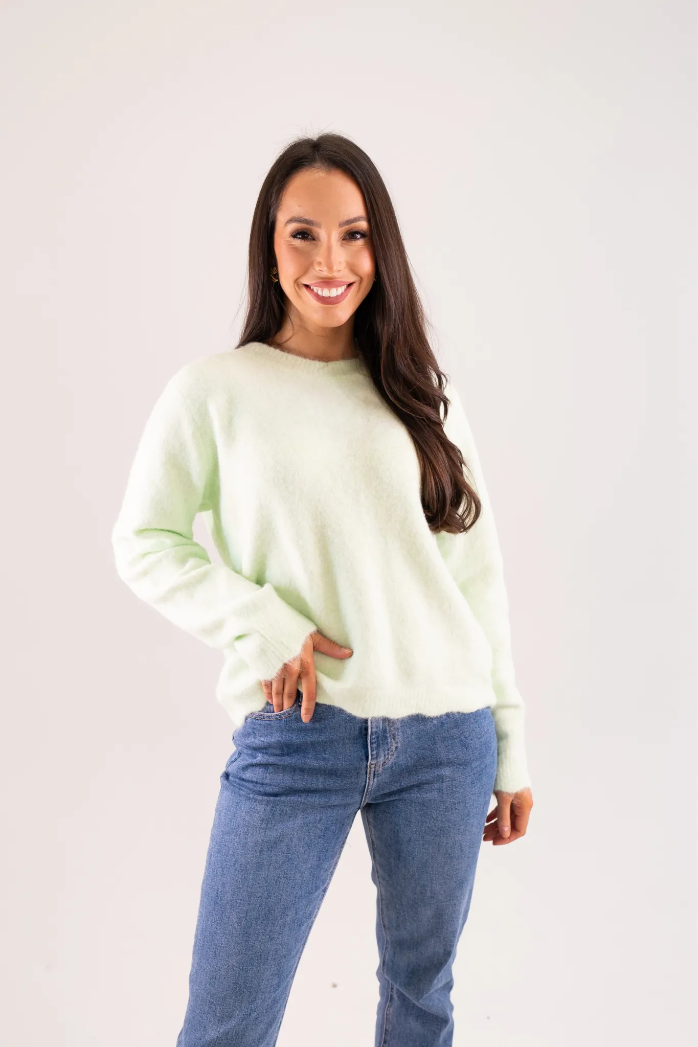 Kendra Bow Button Knit In Mint
