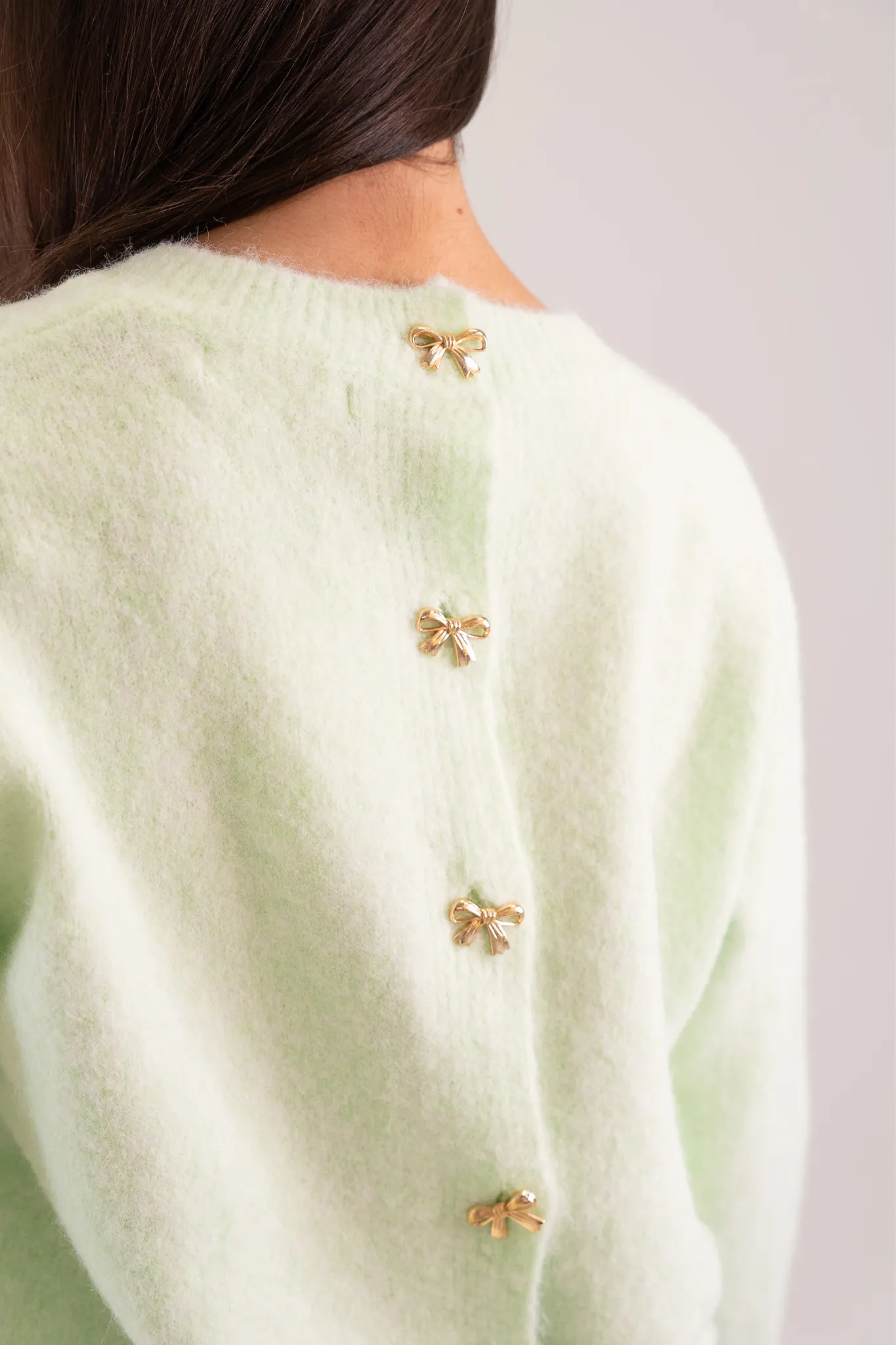 Kendra Bow Button Knit In Mint