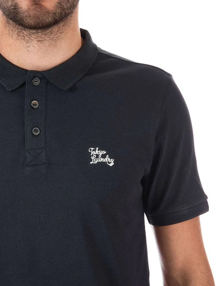 Kuusamo Cotton Pique Polo Shirt In Mood Indigo Marl - Tokyo Laundry