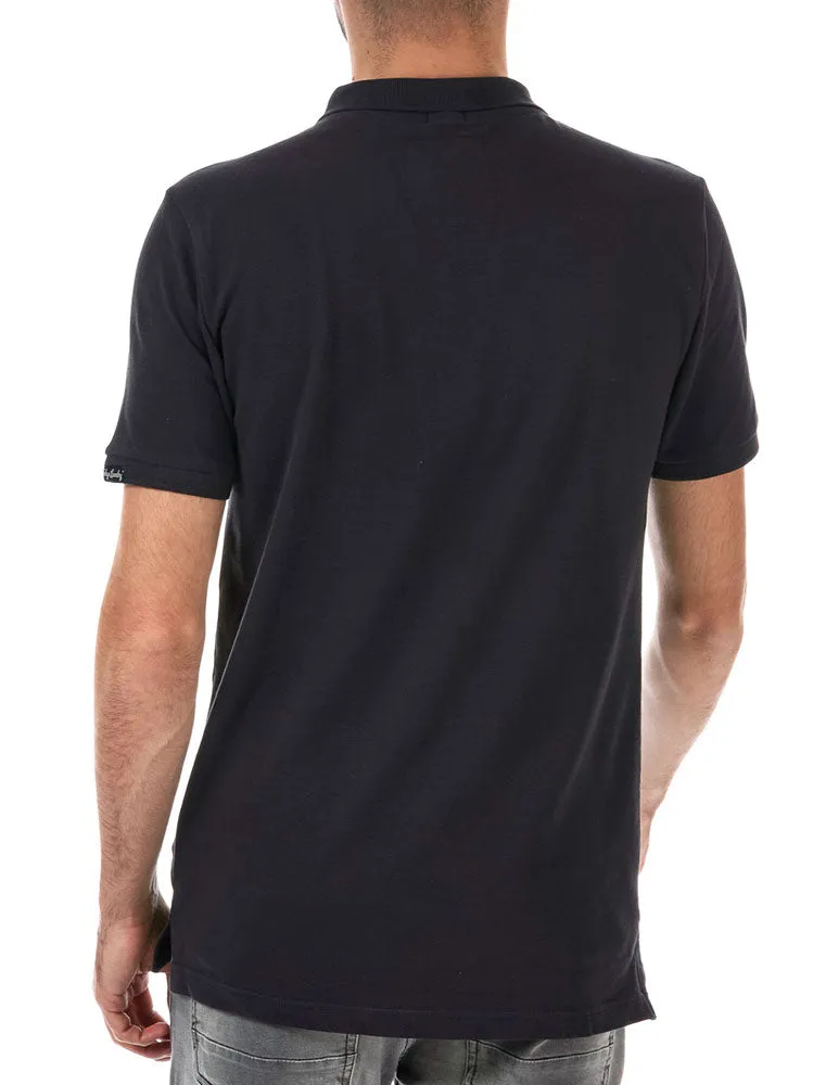 Kuusamo Cotton Pique Polo Shirt In Mood Indigo Marl - Tokyo Laundry
