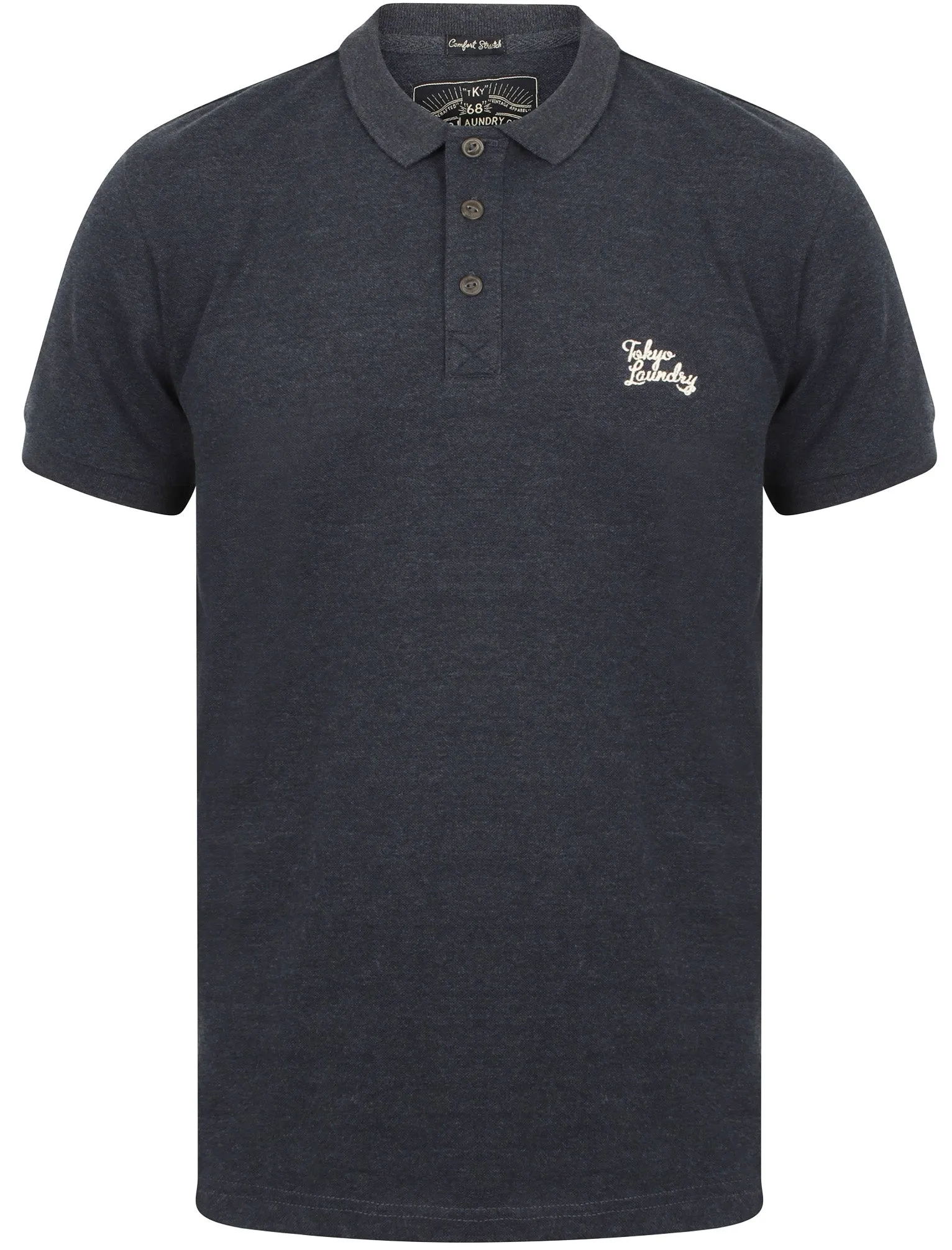 Kuusamo Cotton Pique Polo Shirt In Mood Indigo Marl - Tokyo Laundry