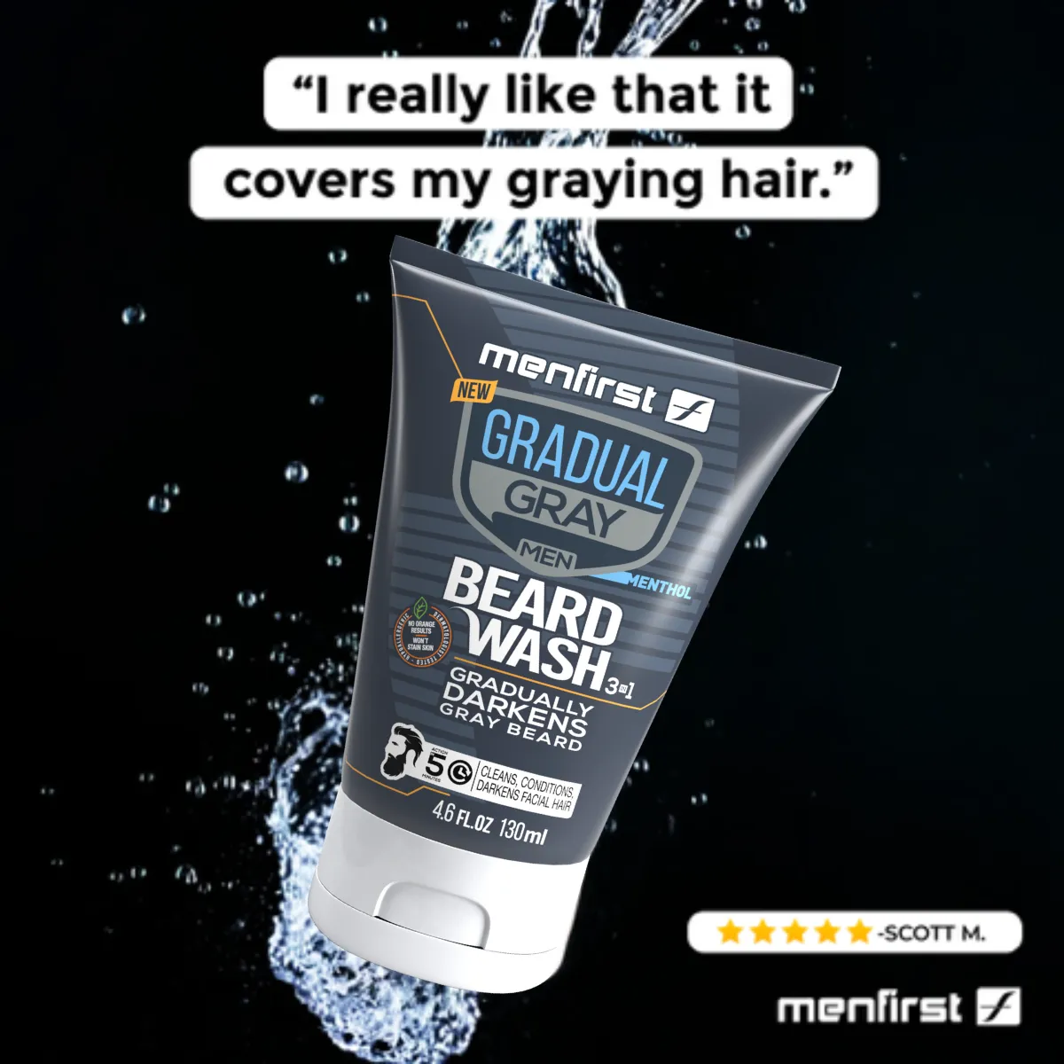 Menfirst Gradual Gray - Beard Wash - Natural Darkening Formula - 2 Pack -  4.6 Oz Each