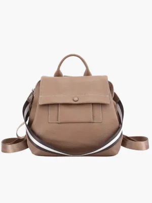 Mia | Modern Leather Backpack with Striped Strap Detail