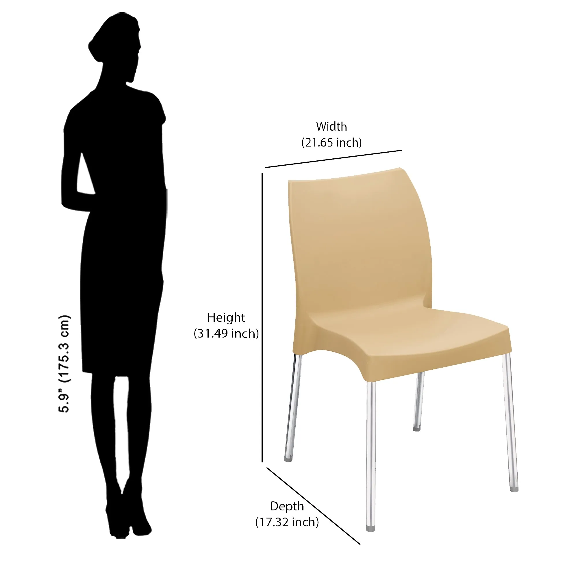 Nilkamal Novella 07 Plastic Armless Chair (Biscuit Brown)