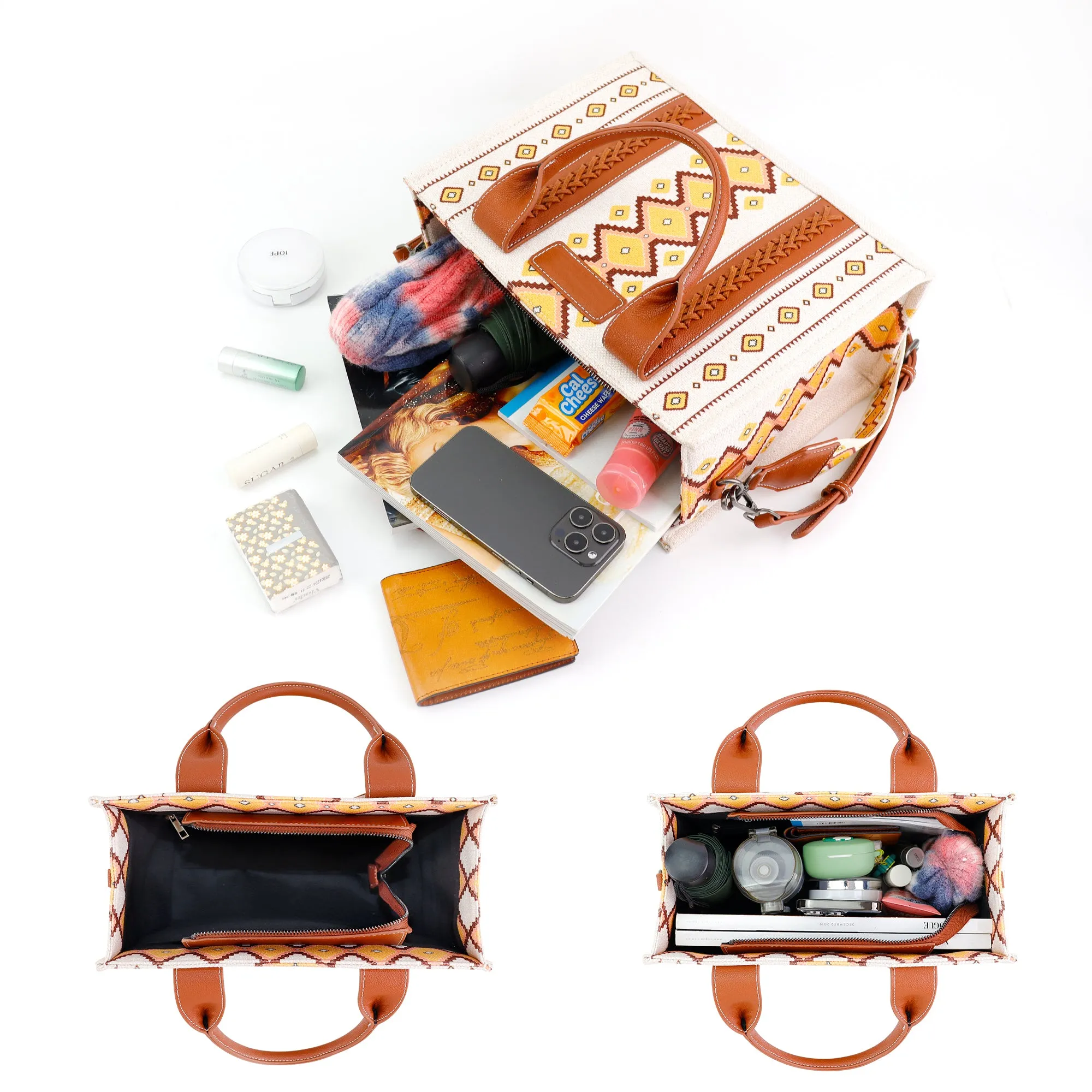 Ounamei Aztec Crossbody Tote Bag