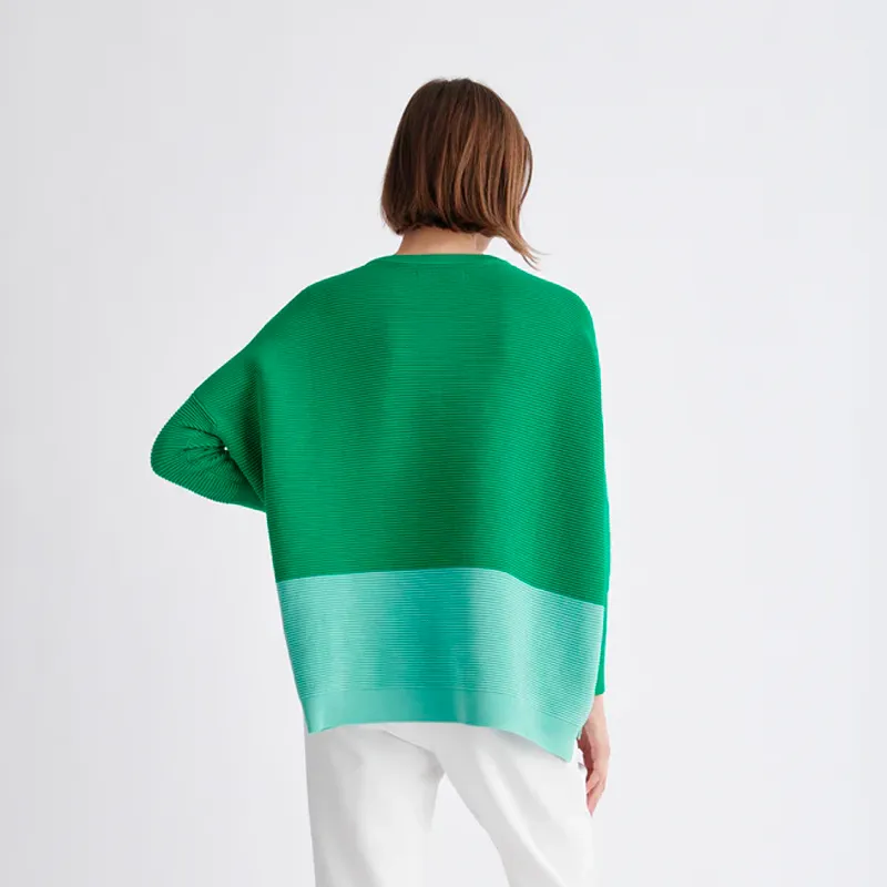 Paisie Oversized Ribbed Jumper Green and Mint