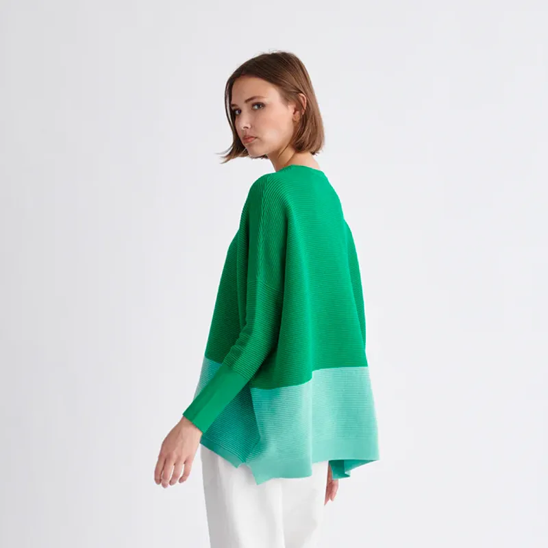 Paisie Oversized Ribbed Jumper Green and Mint