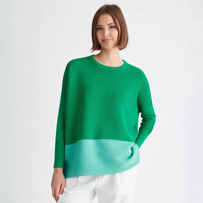 Paisie Oversized Ribbed Jumper Green and Mint