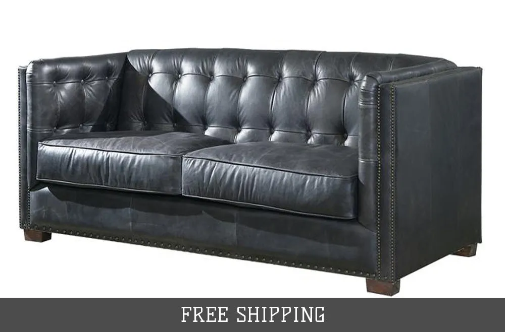 Preorder Tuxedo Leather Sofa - Slate